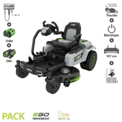 Tondeuse à Gazon Zero Turn (avec Volant) Batterie 15ah Chargeur Mural Inclus Ego Coupe 107 Cm Zt4201es