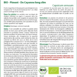 Kit De Culture - Bio - Piment - De Cayenne Long Slim - 10 Graines - Capsicum Annuum -Karcher Soldes 64064142aa2932.01935912