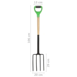 VIDAXL Fourche à Creuser De Jardin Avec Poignée En D Acier Et Bois Dur -Karcher Soldes 6464c634bf2420.69234672