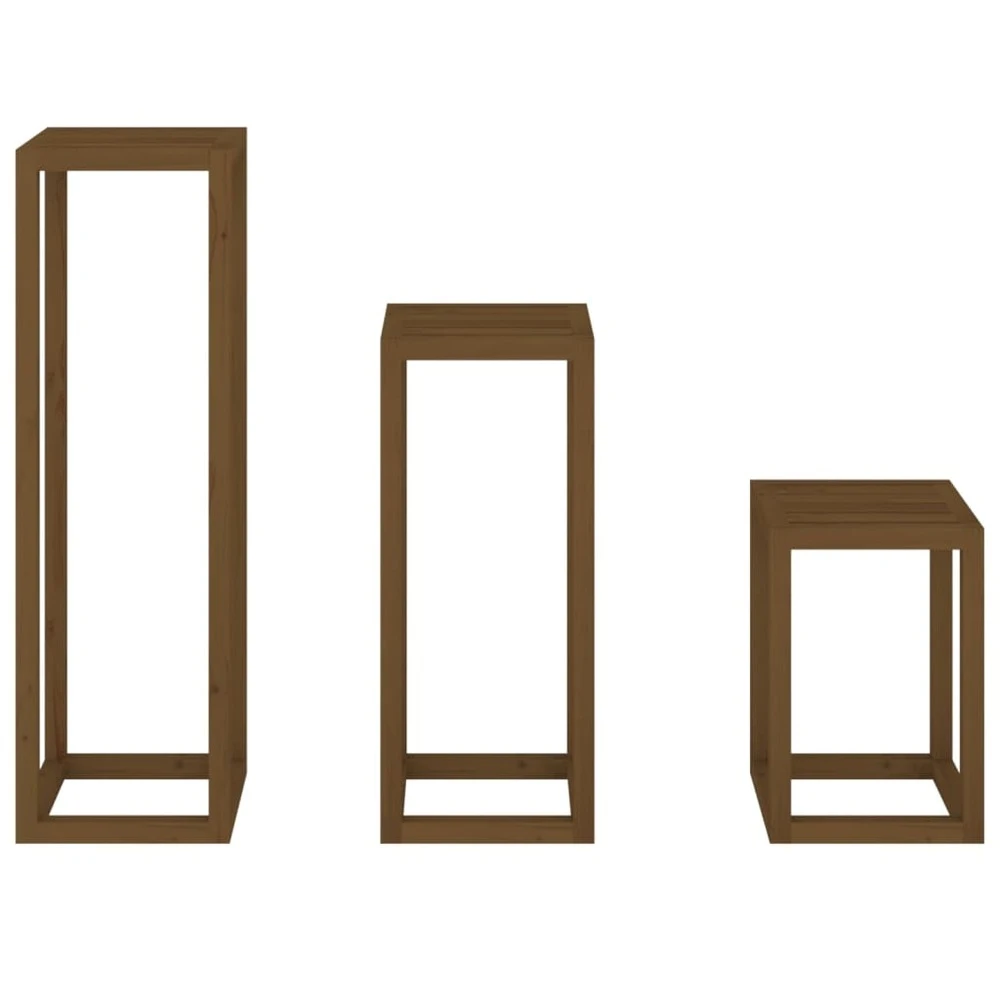 VIDAXL Ensemble De Supports Pour Plantes 3 Pcs Marron Miel Bois De Pin 6 VIDAXL Ensemble De Supports Pour Plantes 3 Pcs Marron Miel Bois De Pin – Image 6